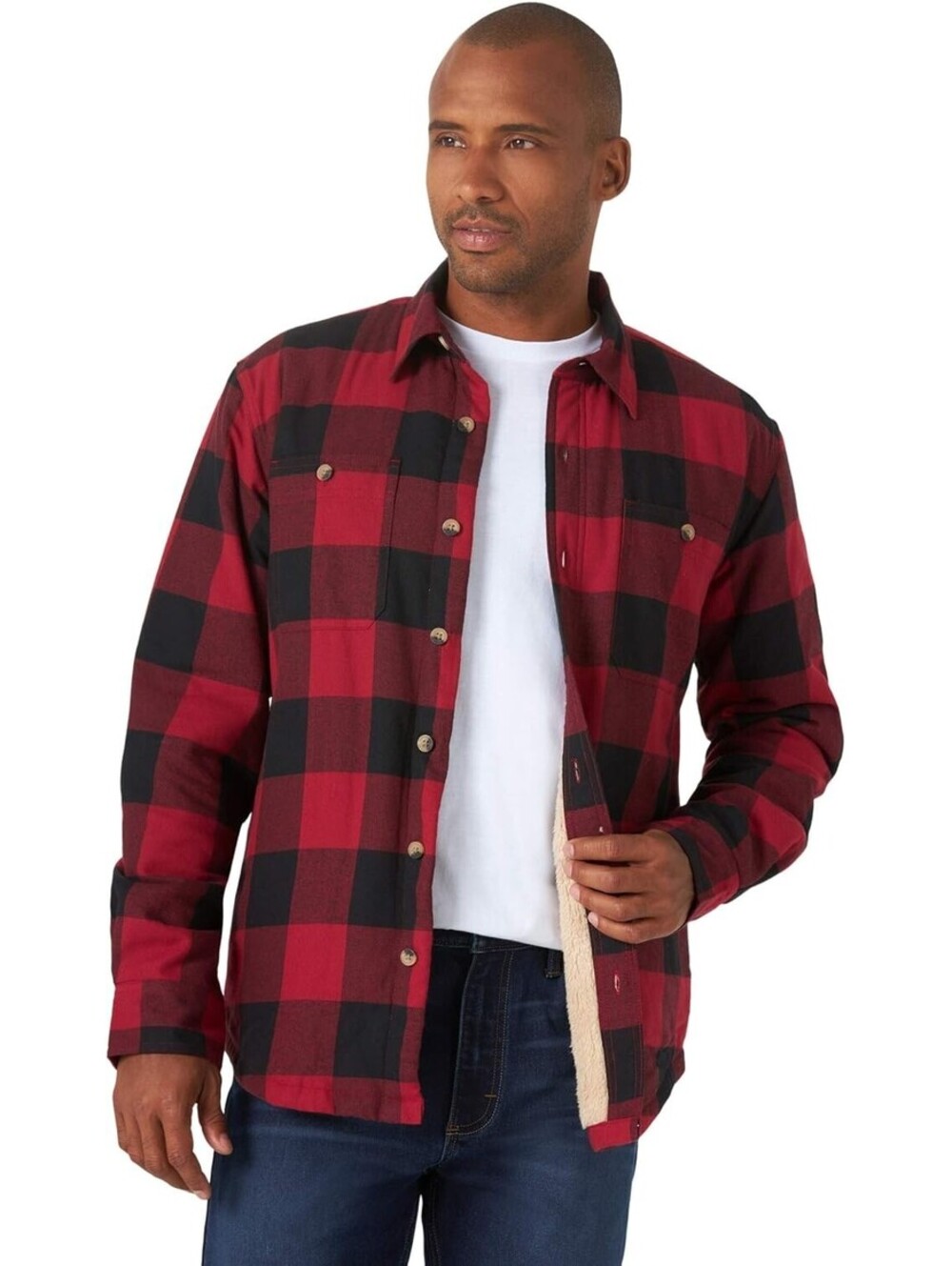 Wrangler Jacket Shirt Buffalo Plaid Sherpa Lined Flannel Barn Coat Shacket Small